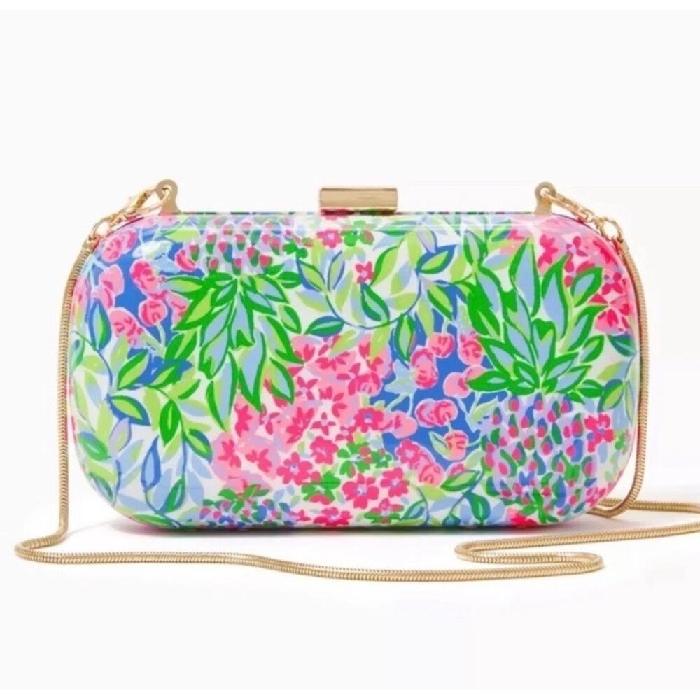 NWOT Lilly Pulitzer Floral Hard Shell Crossbody Clutch Purse
